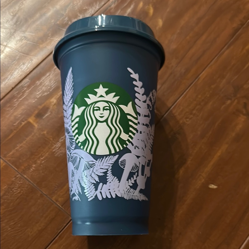Starbucks Fall‎ 2022 Color Changing Blue & Purple Mushroom & Fern Reusable 16oz